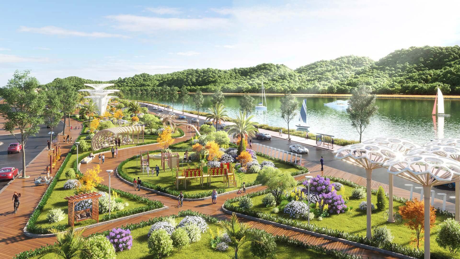 Vườn hoa Versailles và Vườn Nghệ thuật đương đại: Những thảm hoa rực rỡ và không gian trưng bày các tác phẩm điêu khắc, hội họa công cộng, mang lại sự thư thái và bồi đắp tư duy thẩm mỹ cho cư dân mỗi ngày.